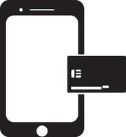 noir et blanc en ligne carte Paiement par mobile. glyphe icône ou symbole. vecteur