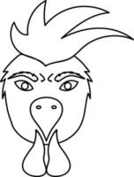 coq dessin animé visage icône dans chinois zodiaque dans accident vasculaire cérébral style. vecteur