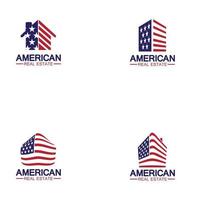 Accueil maison drapeau américain logo immobilier vector illustration