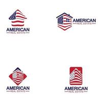 Accueil maison drapeau américain logo immobilier vector illustration