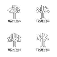 technologie de réseau vert de concept de logo d'arbre de technologie vecteur