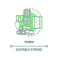 Charpente vert concept icône. bio basé bâtiment matériel. climat neutre. bois abstrait idée mince ligne illustration. isolé contour dessin. modifiable accident vasculaire cérébral vecteur
