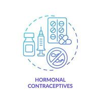 hormonale contraceptifs bleu pente concept icône. contraceptif pilule. la contraception protection. naissance contrôle méthode. femmes santé abstrait idée mince ligne illustration. isolé contour dessin vecteur