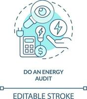 faire énergie Audit turquoise concept icône. entreprise dépenses. énergie Efficacité à travail abstrait idée mince ligne illustration. isolé contour dessin. modifiable accident vasculaire cérébral vecteur