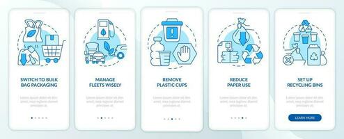 devenir zéro déchets marque bleu l'intégration mobile app filtrer. procédure pas à pas 5 pas modifiable graphique instructions avec linéaire concepts. interface utilisateur, ux, gui modèle vecteur