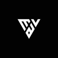 initiale m v une logo conception illustration isolé noir Contexte vecteur