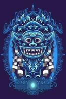 illustration de barong bali batik bleu images à être imprimé sur sweats à capuche, t-shirts et autocollants vecteur