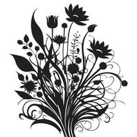 floral ornement vecteur silhouette, ensemble de floral conception éléments. vecteur
