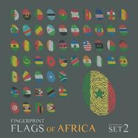 ensemble de 54 empreintes coloré avec le nationale drapeaux de le des pays de Afrique. icône ensemble vecteur illustration.