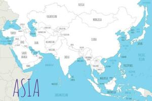 politique Asie carte vecteur illustration avec des pays dans blanc couleur. modifiable et clairement étiqueté couches.