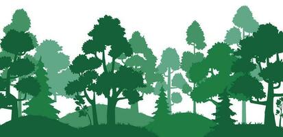 forêt des arbres silhouette. la nature paysage, vert parc ruelle et arbre silhouettes vecteur illustration