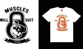 muscles volonté costume vous, remise en forme typographie t- chemise conception. vecteur