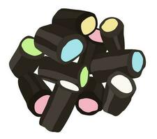 réglisse. cylindrique en forme de des sucreries avec différent charges de divers couleurs. vecteur