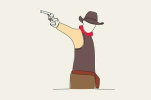 Couleur illustration de une cow-boy cuisson le sien pistolet vecteur