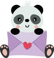 mignonne Panda séance en portant une enveloppe vecteur