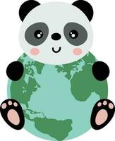 mignonne Panda avec une globe vecteur