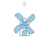 Moulin à vent icône vecteur dépeint une stylisé énergie convertisseur, signifiant renouvelable énergie, vent pouvoir, durabilité, agriculture, et rural la vie