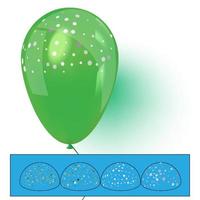 ballon d'hélium vert avec illustration vectorielle de confettis vecteur