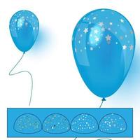 ballon d'hélium bleu avec illustration vectorielle de confettis vecteur