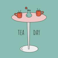 dessin animé international thé journée vecteur illustration dans rétro style