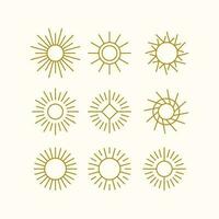 ensemble de conception de symbole de logo d'art de ligne de vecteur de soleil, conception abstraite d'illustration de paquet de soleil
