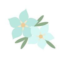 fleur simple de couleur pastel en illustration vectorielle de style plat, symbole du printemps, maison confortable, décor de célébration des vacances de Pâques printemps, clipart pour cartes, bannière, décoration printanière vecteur