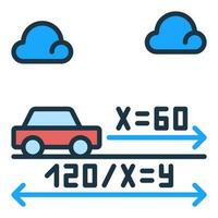 mathématiques tâche avec voiture vecteur concept coloré icône