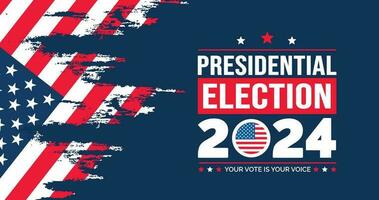 Etats-Unis 2024 présidentiel élections un événement bannière, arrière-plan, carte, affiche conception. présidentiel élections 2024 bannière avec américain couleurs conception et typographie. voter jour, novembre 5. nous élection. vecteur