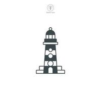 phare icône vecteur spectacles une stylisé balise, signifiant la navigation, sécurité, maritime conseils, littoral, et mer exploration