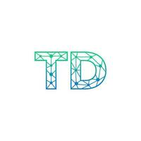 abstrait lettre td logo conception avec ligne point lien pour La technologie et numérique affaires entreprise. vecteur
