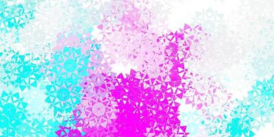 motif vectoriel bleu rose clair avec des flocons de neige colorés