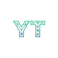 abstrait lettre yt logo conception avec ligne point lien pour La technologie et numérique affaires entreprise. vecteur