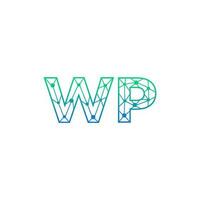 abstrait lettre wp logo conception avec ligne point lien pour La technologie et numérique affaires entreprise. vecteur