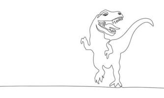 continu un ligne dessin tyrannosaure. dinosaure t-rex vecteur main tiré silhouette clipart. esquisser isolé sur blanc Contexte