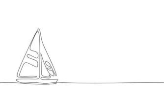 continu ligne dessin de voilier, noir et blanc vecteur minimaliste illustration de mer transport concept