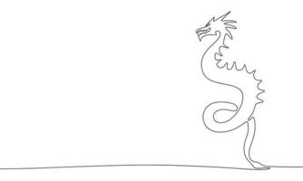 continu un ligne dessin de dragon symbole 2024 bannière. linéaire style. griffonnage vecteur illustration