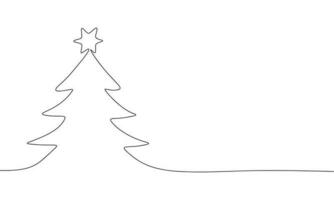 pin sapin arbre avec étoile. continu un ligne dessin. vecteur illustration minimaliste conception