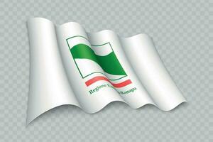 3d réaliste agitant drapeau de emilia-romagna est une Région de Italie vecteur