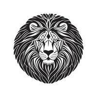 Lion tête noir et blanc vecteur icône.
