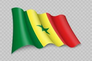 3d réaliste agitant drapeau de Sénégal vecteur