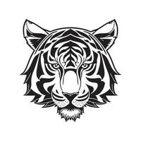 tigre tête noir et blanc vecteur icône.