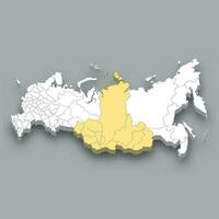 Sibérie Région emplacement dans Russie carte vecteur