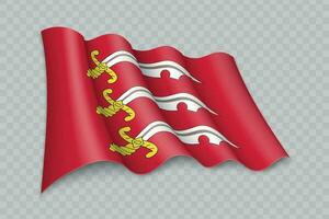 3d réaliste agitant drapeau de essex est une comté de Angleterre vecteur