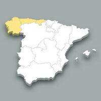 Nord Ouest Région emplacement dans Espagne carte vecteur