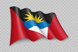 3d réaliste agitant drapeau de antigua et Barbuda vecteur