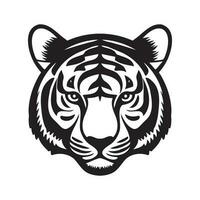 tigre tête noir et blanc vecteur icône.