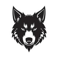 Loup tête noir et blanc vecteur icône.