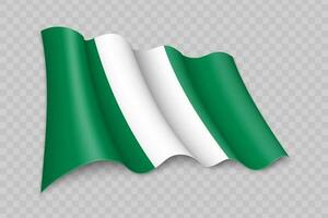 3d réaliste agitant drapeau de Nigeria vecteur