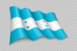 3d réaliste agitant drapeau de Honduras vecteur