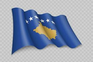 3d réaliste agitant drapeau de kosovo vecteur